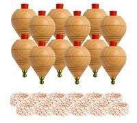 Peonza Madera para Niños, 12 Trompos y Cuerdas, Punta Redonda | Elaboración artesanal en España para juego tradicional, Varias Opciones de Packs