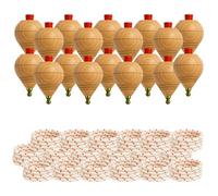 Peonza Madera para Niños, 18 Trompos y Cuerdas, Punta Redonda | Elaboración artesanal en España para juego tradicional, Varias Opciones de Packs