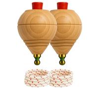Peonza Madera para Niños, 2 Trompos y Cuerdas, Punta Redonda | Elaboración artesanal en España para juego tradicional, Varias Opciones de Packs