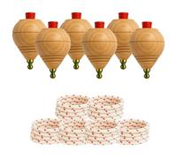 Peonza Madera para Niños, 6 Trompos y Cuerdas, Punta Redonda | Elaboración artesanal en España para juego tradicional, Varias Opciones de Packs