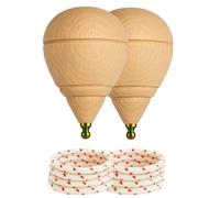 Peonza Madera para Niños, Pack de 2 Trompos y Cuerdas, Punta Redonda | Elaboración artesanal en España para juego tradicional, Varias Opciones de Packs