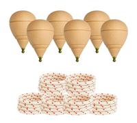 Peonza Madera para Niños, Pack de 6 Trompos y Cuerdas, Punta Redonda | Elaboración artesanal en España para juego tradicional, Varias Opciones de Packs