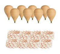 Peonza Madera para Niños, Pack de 8 Trompos y Cuerdas, Punta Redonda | Elaboración artesanal en España para juego tradicional, Varias Opciones de Packs