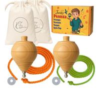 Peonzas Niños Janster - Trompos para Niños de Madera con Cuerda - Juguetes Madera Educativos y Tradicionales - Spinny Peonza- Regalo Original Niño 5, 6, 7, 8, 9 y 10 Años Cumpleaños y Navidad