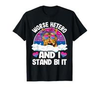 Peor Hetero Y Yo Soy Bi It Cat Bisexual Bandera Bi Orgullo Camiseta