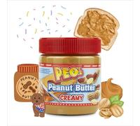 PEO's 12 x 350 g de mantequilla de cacahuete cremosa, mantequilla de cacahuete natural de granos de cacahuete tostados, delicioso cacahuete con sabor completo, paquete de 12 unidades