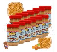 PEO's 12 x 510 g de mantequilla de cacahuete cremosa, mantequilla de cacahuete natural de granos de cacahuete tostados, delicioso cacahuete con sabor completo y cremoso, paquete de 12 unidades