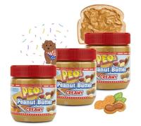 PEO's 3 x 340 g de mantequilla de cacahuete cremosa, mantequilla de cacahuete natural de granos de cacahuete tostados, deliciosa crema de cacahuete con sabor completo