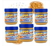 PEO's 6 x 340 g Mantequilla de maní crujiente | Mantequilla de cacahuete natural de granos de cacahuete tostados | deliciosa pasta de maní con sabor completo