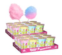 Peo's AHA Algodón de azúcar 4 variedades coloridas, 24 x 20 g en vaso, calidad premium, pack de 4 sabores para verano, fiesta de cumpleaños, carnaval