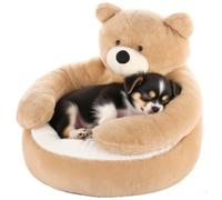 Peosaard Cama para Perro pequeña con diseño de Abrazo, cómoda Cama con Osito de Peluche, Lavable a máquina y Antideslizante para el hogar de su Amado y Lindo Perro