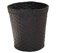 Peosaard Canasta de basura tejida, papel de escritorio de paja natural, soporte de papel de desecho decorativo redondo para el hogar/oficina (color del café)