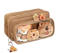 Peosaard Capybara Case de lápiz, Bolsa de lápiz Capybara con 10 Compartimentos, Bolsa de Kawaii Desmontable con alfileres, lujosos, calcomanías para Suministros de Oficina Escolar