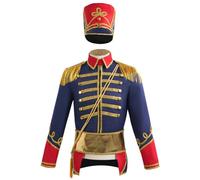 Peosaard Disfraz De Navidad, Disfraz De Príncipe Azul para Hombres, Soldado Europeo De Navidad Incluye Tops, Cinturón, Sombrero, Adornos para Oficial De Cosplay Actuación En El Escenario, XL, Prince