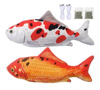 Peosaard Juguete para Gatos con pez Flotante, Divertido y Realista, pez Flotante con Hierba gatera, Juguete Interactivo para Gatos en Movimiento, Carga USB, muerden, mastican y se muev