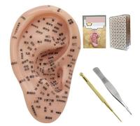 Peosaard Kit de acupuntura de Semillas de oído, Pegatinas de Orejas de acupunta, 7.5 Pulgadas..Modelo de Oreja, Parche de Orejas, Tweeze, sonda, lápiz de oído, Imagen, Semillas de oído de acupuntura