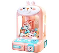 Peosaard Mini máquina de Garras con música & iluminación Linda máquina de Garras de Conejo para niños con 10 Juguetes cápsulas & 20 Mini muñecas, Regalos de cumpleaños de Juegos de Arcade, pequeños