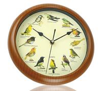 Peosaard Reloj con Sonido de pájaro, Reloj de pájaro Redondo de 10 Pulgadas Que Canta en la Hora, Sonido con 12 Patrones de Pared para decoración navideña de Oficina en casa (sin batería)