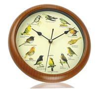 Peosaard Reloj de pájaro Reloj de pájaro Redondo de 10.0 in Que Canta en Hora, Sonido con 12 Patrones de Pared para decoración navideña de Navidad, hogar, Oficina (sin batería), Sonido