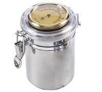 Peosaard Tarro de tabaco, tarro de almacenamiento de tabaco para pipa, humidificador de cigarros de acero inoxidable con higrómetro y humidificador, lata hermética portátil con cerradura, lata