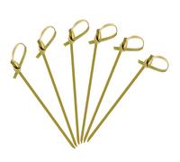 PEOUWNES 200 palillos de cóctel de 4.7 pulgadas para aperitivos, palillos de dientes elegantes para aperitivos, palillos de cóctel de bambú con nudo decorativo para fiestas, bebidas, alimentos,