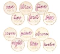 PEOVLVN Tarjetas de hitos de madera para bebé, 6 unidades, 1 - 12 meses, tarjetas mensuales de madera, perfectas para tarjetas de hitos, embarazo y bebés, ideal para padres y futuras madres (verde)