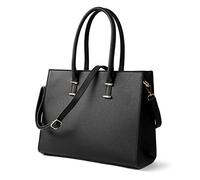 Peowuieu Bolsa para portátil mujeres 15,6 pulgadas ordenador trabajo bolso bolso de oficina de negocios, Negro
