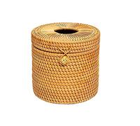 Peowuieu Caja de pañuelos de ratán, cubierta de papel de mimbre, soporte con tapa para guardar rollos individuales y toallas, baño