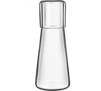 Peowuieu Juego de jarra de agua transparente con vaso de precipitados para dormitorio, mesita de noche, jarra de agua de noche con cristal, con juego de vasos