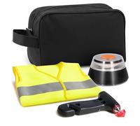 PEPA MEDINA | Kit Emergencia y Seguridad para Coche con Luz V16 Geolocalizada Homologada DGT 2026, Chaleco Reflectante, Martillo Multifunción, Cuchilla Cortacinturones, Linterna LED y Neceser Compacto