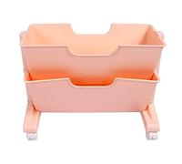 PEPDIMA Estantería de Escritorio móvil de Doble Capa, estantería pequeña extraíble, Estante con Carrito para Oficina, hogar y Dormitorio (Rosada)