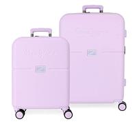 Pepe Jeans Accent Juego de maletas, Morado, Rígida, 4 Ruedas dobles