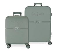 Pepe Jeans Accent Juego de maletas Verde 55/70 cms Rígida ABS Cierre TSA integrado 116L 7,54 kgs 4 Ruedas dobles Equipaje de Mano