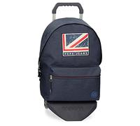 Pepe Jeans Aidan Mochila para Portátil Doble Compartimento con Carro 15,6" Azul 31x44x17,5 cms Poliéster 20,46L