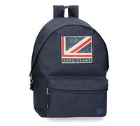 Pepe Jeans Aidan Mochila para Portátil Doble Compartimento Adaptable a Carro 15,6" Azul 31x44x17,5 cms Poliéster 20,46L