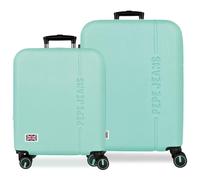 Pepe Jeans Aris Juego de Maletas Turquesa Azul 55/68 cm Rígida ABS Cierre de combinación Integrado 109L 6,08kg 4 Ruedas Dobles Extensible Equipaje de Mano by Joumma Bags