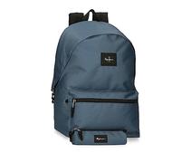 Pepe Jeans Aris Mochila para Portátil + Estuche Escolar 15,6" Azul 31x44x15 cms Poliéster 30,01L