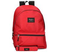 Pepe Jeans Mochila para portátil Aris con estuche 15,6" Rojo 31x44x17,5 cm Poliéster