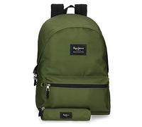 Pepe Jeans Aris Mochila para Portátil y Estuche Escolar 15,6" Verde 31x44x17,5 cms Poliéster 30,01L