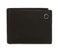 Pepe Jeans Badge Billetero con Monedero Negro 12,5x9,5x1 cms Piel
