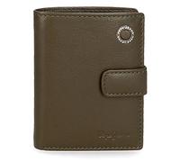 Pepe Jeans Badge Cartera vertical con cierre de clic Verde 8,5x10,5x1 cms Piel