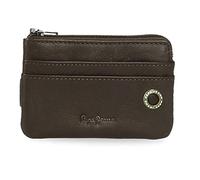 Pepe Jeans Badge Monedero con Tarjetero Marrón 11x7x1,5 cms Piel