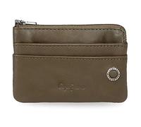 Pepe Jeans Badge Monedero con Tarjetero Verde 11x7x1,5 cms Piel