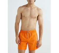 Pepe Jeans Bañador Logo grande de hombre. Cintura ajustable con cordón en contraste. Liso, tipo bermuda. Naranja M