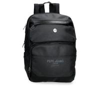 Pepe Jeans Berwick Mochila Casual para Portátil 13,3 Pulgadas Negro 25x37x12 cms PU y Poliéster 11,1L by Joumma Bags