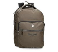 Pepe Jeans Berwick Mochila para Portátil Doble Compartimento Adaptable 15,6" Pulgadas Caqui 31x44x15 cm PU y Poliéster 20,46L by Joumma Bags