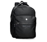 Pepe Jeans Berwick Mochila para Portátil Doble Compartimento Adaptable 15,6 Pulgadas Negro 31x44x15 cms PU y Poliéster 20,46L by Joumma Bags