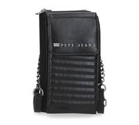 Pepe Jeans Biker Bandolera Portamóvil Negro 11x20x4 cms Poliéster con detalles en Piel Sintética by Joumma Bags