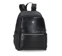 Pepe Jeans Biker Mochila Casual Negro 25x35x13 cms Poliéster con Detalles en Piel Sintética 11,38L by Joumma Bags