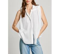 Pepe Jeans Camisa de mujer sin mangas estilo fluido. Blanco 3